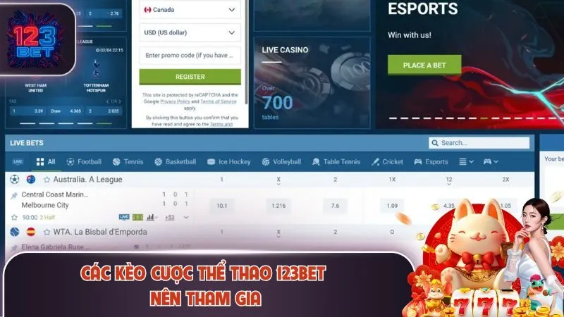 Các kèo cược thể thao 123Bet nên tham gia