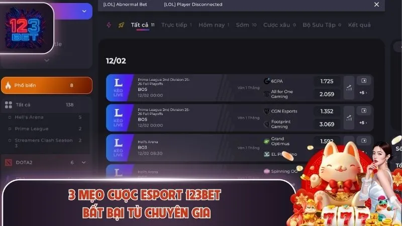 3 mẹo cược Esport 123Bet bất bại từ chuyên gia